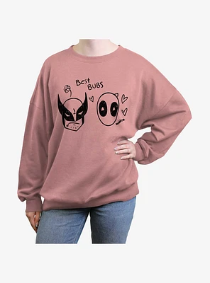 Marvel Deadpool & Wolverine Best Bubs Scribbles Womens Oversized Sweatshirt