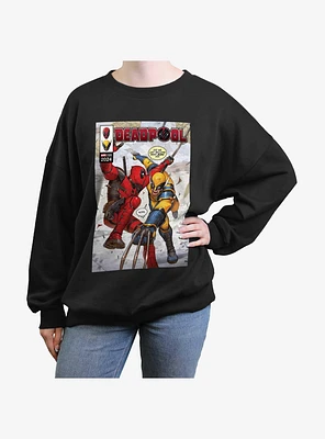 Marvel Deadpool & Wolverine Best Friends Comic Womens Oversized Sweatshirt