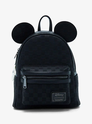 Loungefly Disney Mickey Mouse Black Checkered Figural Mini Backpack