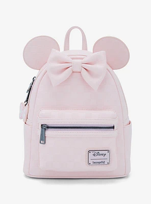 Loungefly Disney Minnie Mouse Light Pink Checkered Figural Mini Backpack