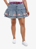 Strawberry Shortcake Pleated Denim Skirt With Belt Plus