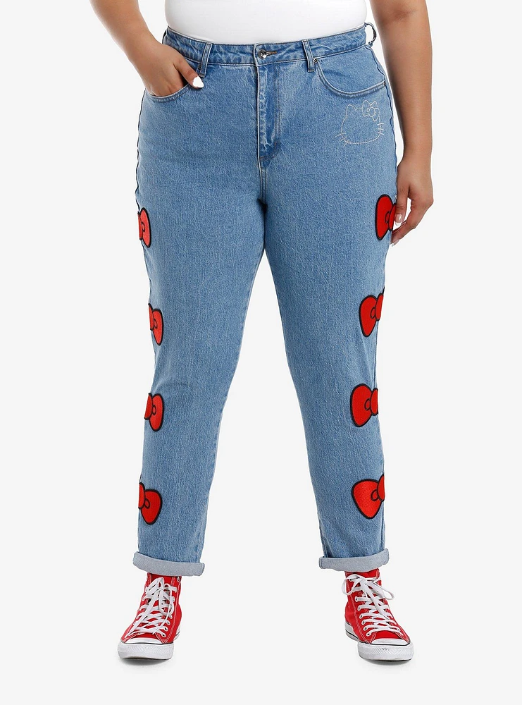 Hello Kitty Red Bow & Rhinestone Mom Jeans Plus