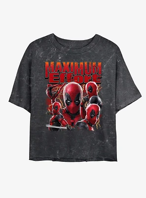 Marvel Deadpool & Wolverine Maximum Effort Womens Mineral Wash Crop T-Shirt BoxLunch Web Exclusive