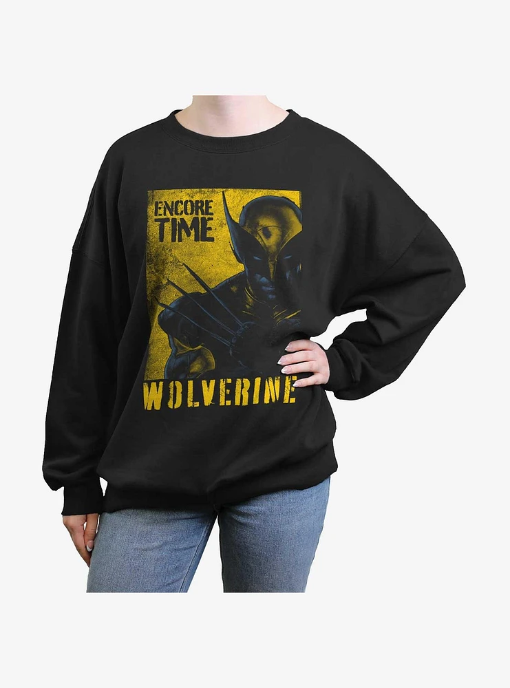 Marvel Deadpool & Wolverine Poster Encore Time Womens Oversized Sweatshirt