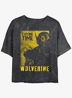 Marvel Deadpool & Wolverine Poster Encore Time Womens Mineral Wash Crop T-Shirt