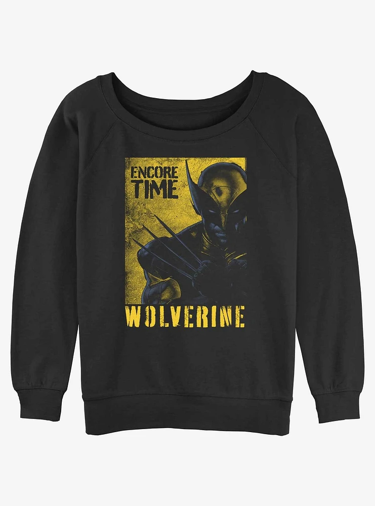 Marvel Deadpool & Wolverine Poster Encore Time Womens Slouchy Sweatshirt