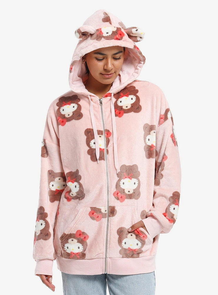 Hello Kitty Latte Bear Fuzzy Girls Hoodie