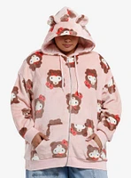 Hello Kitty Latte Bear Fuzzy Girls Hoodie Plus