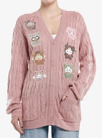 Hello Kitty And Friends Latte Bear Cable Knit Girls Cardigan