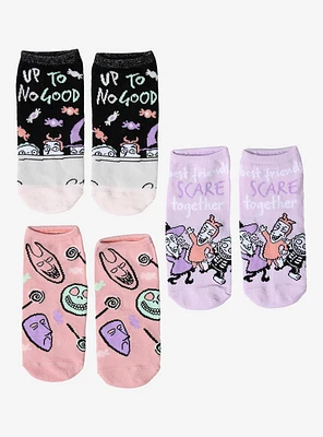 The Nightmare Before Christmas Lock Shock & Barrel Pastel No-Show Socks 3 Pair