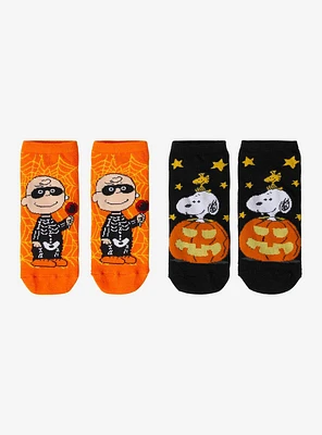 Peanuts Snoopy & Charlie Brown Halloween No-Show Socks 2 Pair