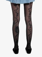 Black Vine Back Seam Tights