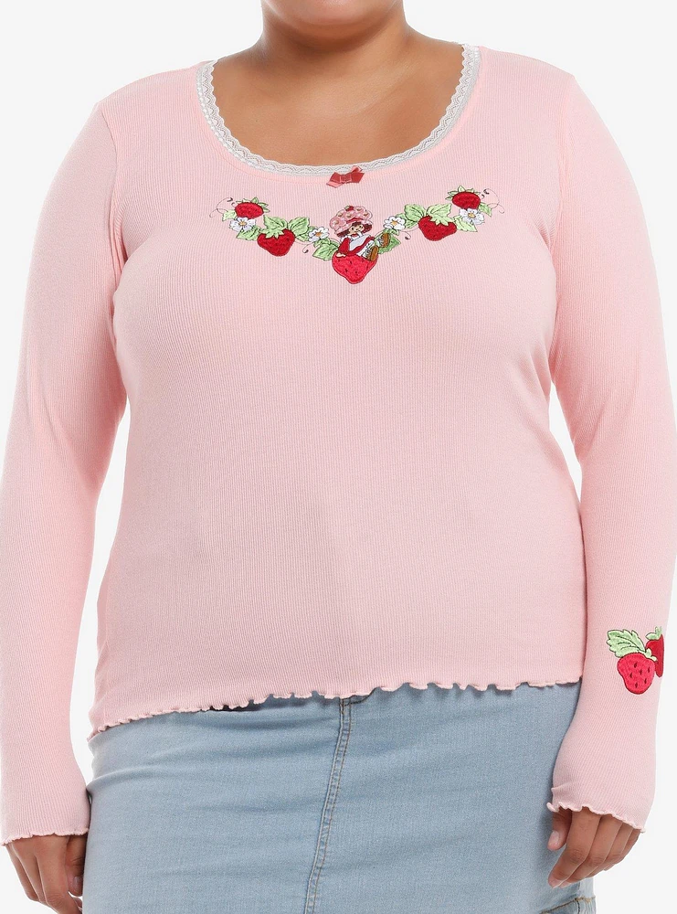 Strawberry Shortcake Embroidered Girls Long-Sleeve Top Plus