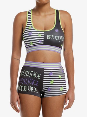 Beetlejuice Split Stripe Bra & Boyshort Panty Set