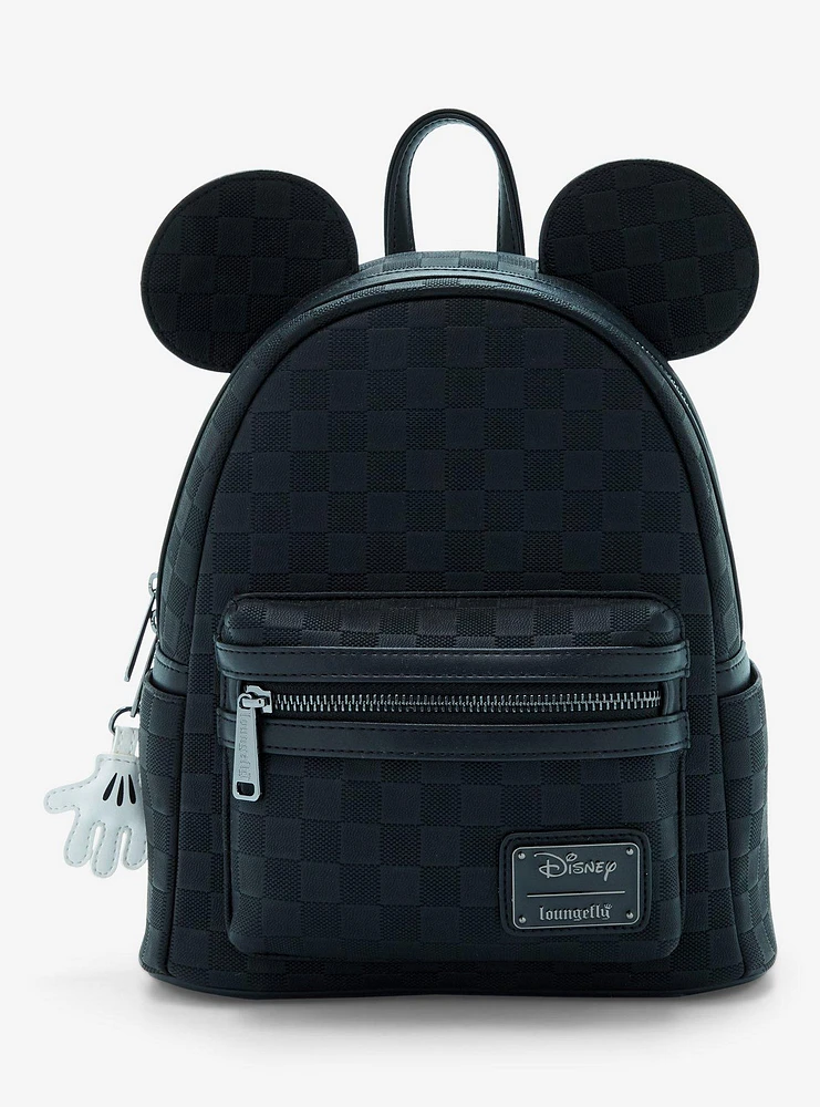 Loungefly Disney Mickey Mouse Ears Tonal Checkered Mini Backpack