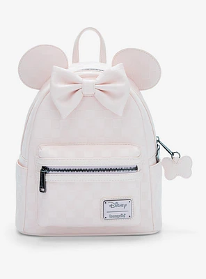 Loungefly Disney Minnie Mouse Ears Tonal Checkered Mini Backpack