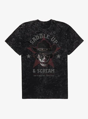 Hot Topic Goth Cowboy Saddle Up And Scream Mineral Wash T-Shirt