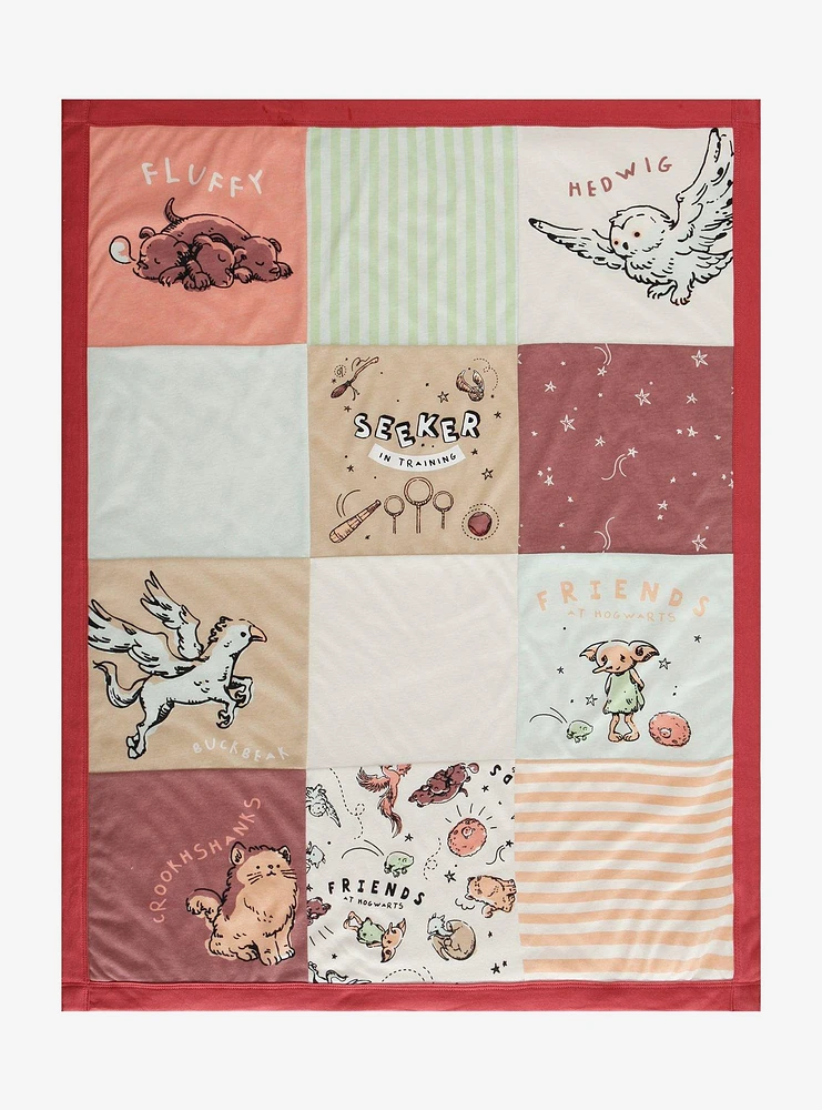 Harry Potter Magical Creatures Chibi Quilted Baby Blanket