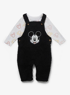 Disney Mickey Mouse Sherpa Infant Long Sleeve T-Shirt & Overall Set