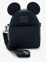 Loungefly Disney Mickey Mouse Tonal Checkered Ears Convertible Crossbody Bag