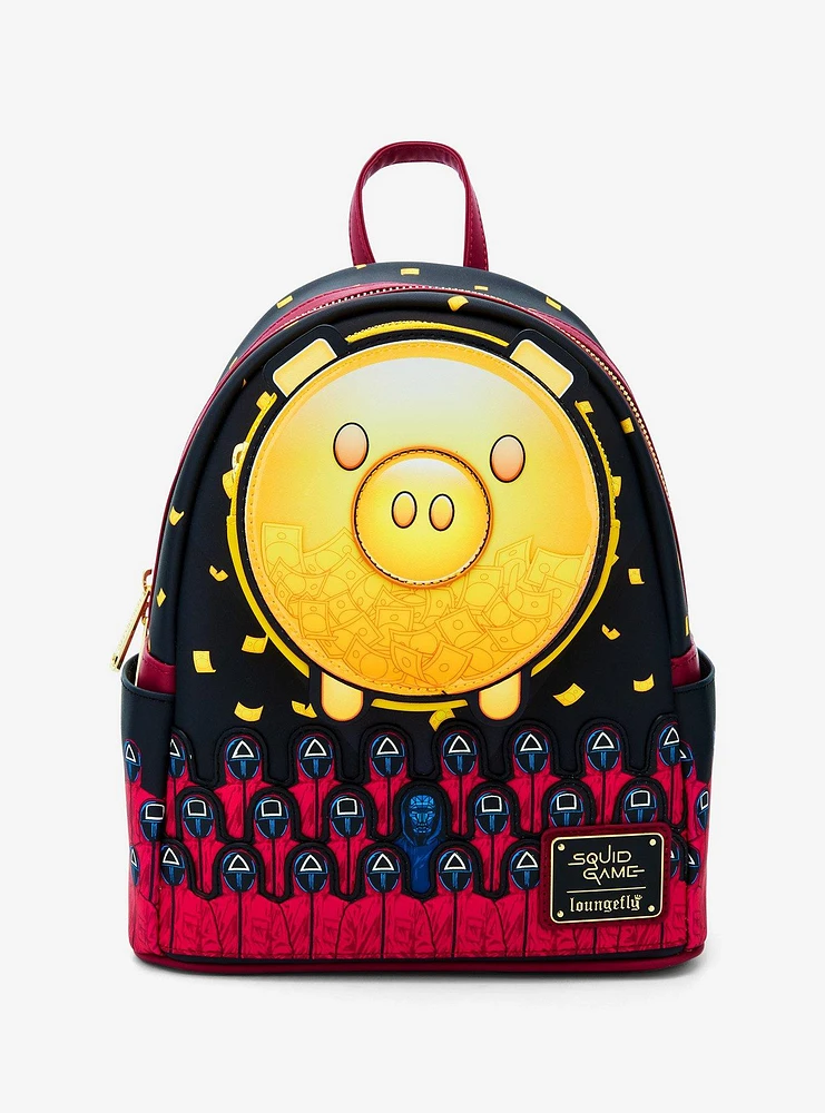 Loungefly Squid Game Piggy Bank & Guards Glow-in-the-Dark Mini Backpack