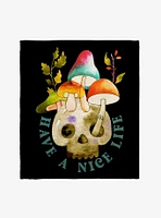 Mushroom Skull Nice Life Throw Blanket