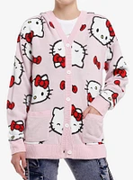 Hello Kitty Face Bow Girls Hooded Cardigan