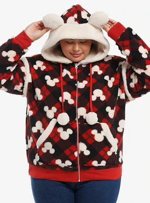 Her Universe Disney Mickey Mouse Plaid Girls Sherpa Hoodie Plus