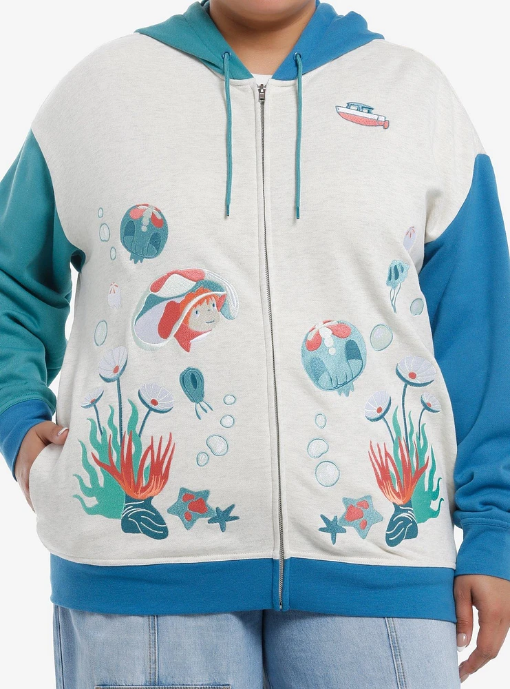 Her Universe Studio Ghibli® Ponyo Embroidered Color-Block Girls Hoodie Plus