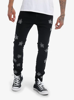 Social Collision Star Patches Black Stinger Jeans