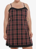 Social Collision Red Plaid Slip Dress Plus