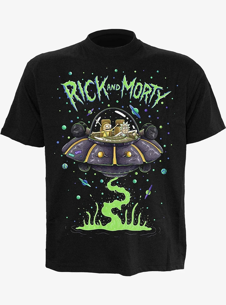 Rick and Morty Space Cruiser Front Print T-Shirt