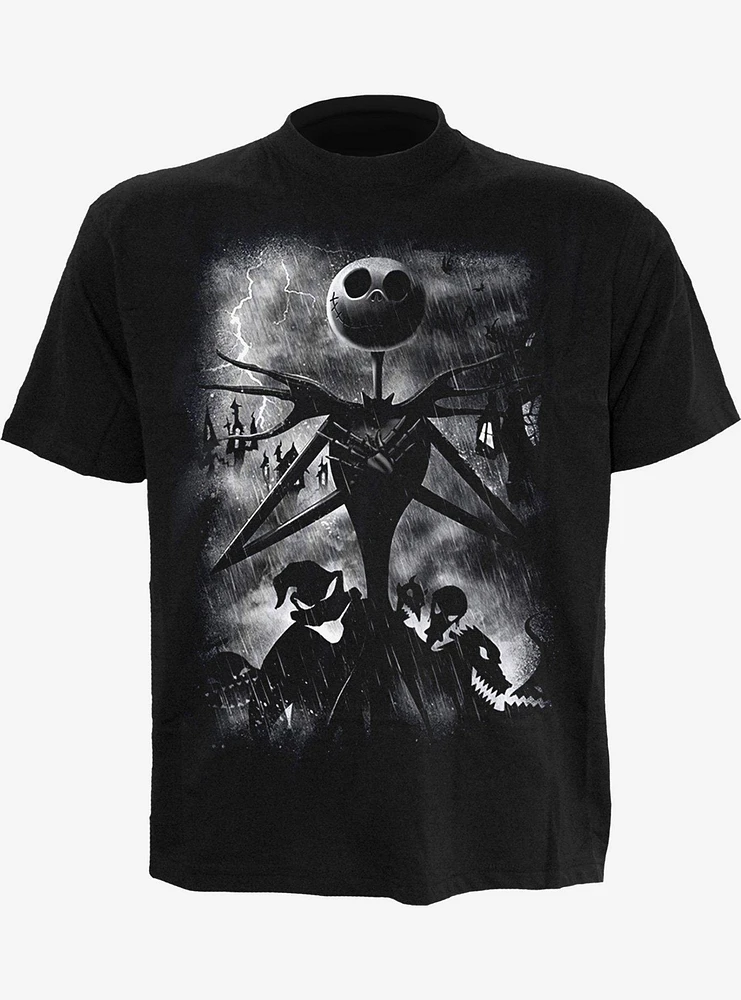 Disney Nightmare Before Christmas Stormy Skies Front Print T-Shirt