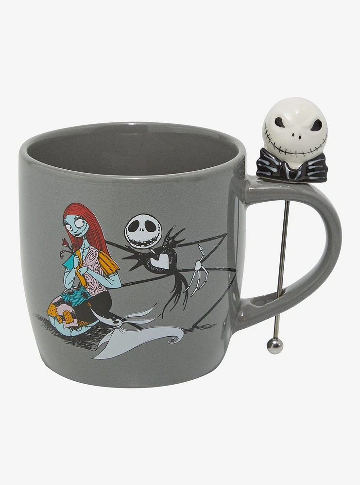 Disney The Nightmare Before Christmas Jack Skellington & Sally Mug with Figural Stirrer