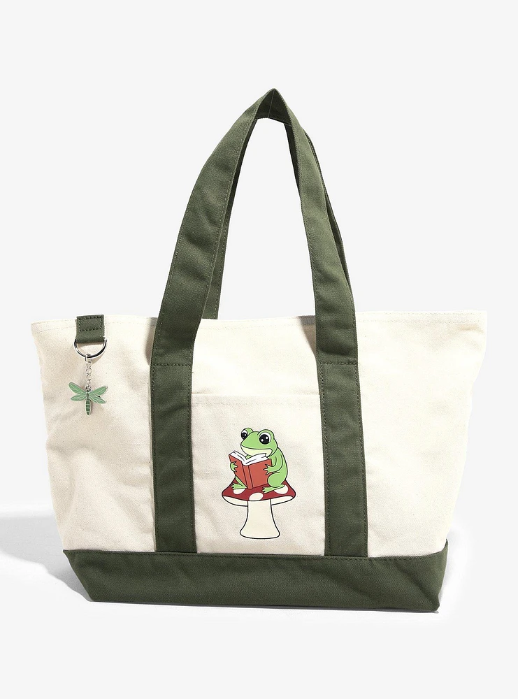 Frog Mushroom Canvas Medium Tote Bag