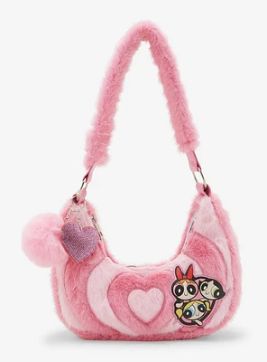 The Powerpuff Girls Pink Heart Fuzzy Shoulder Bag