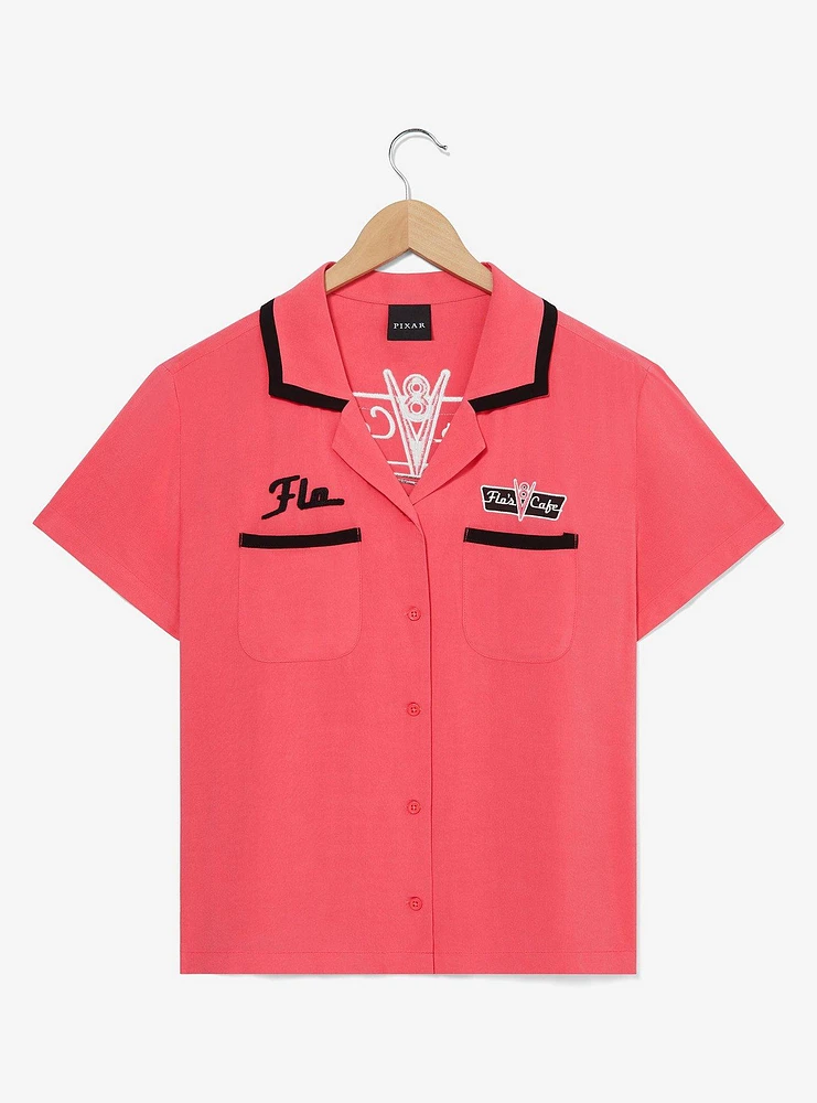 Disney Pixar Cars Flo's Cafe Women's Cropped Woven Button-Up — BoxLunch Exclusive