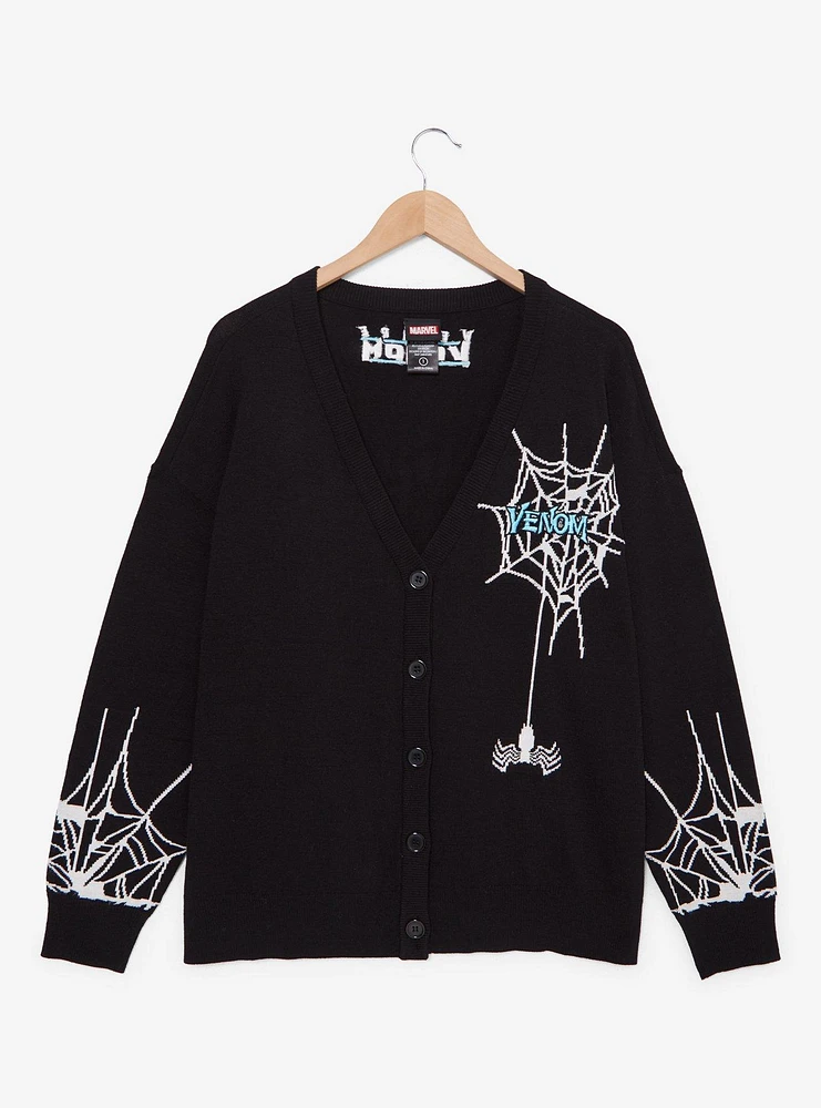 Marvel Venom Webs Embroidered Women's Plus Cardigan — BoxLunch Exclusive