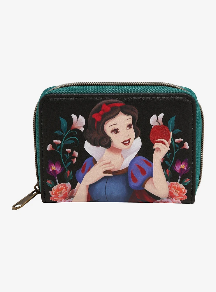 Loungefly Snow White And The Seven Dwarfs Floral Apple Mini Zipper Wallet