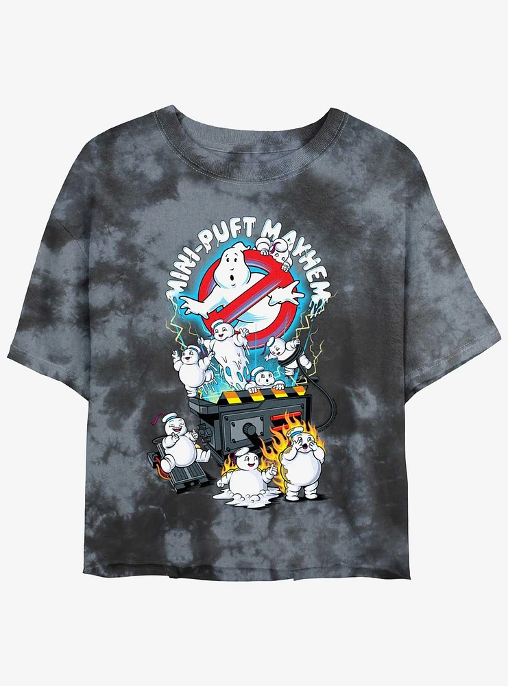 Ghostbusters Mini Puft Mayhem Girls Tie-Dye Crop T-Shirt