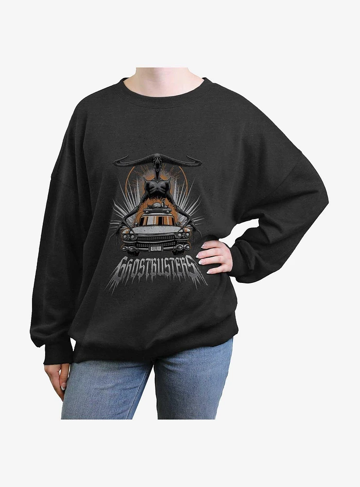 Ghostbusters Tall Dark and Horny at 12 o'clock Girls Oversized Sweatshirt