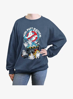 Ghostbusters Mini Puft Mayhem Girls Oversized Sweatshirt