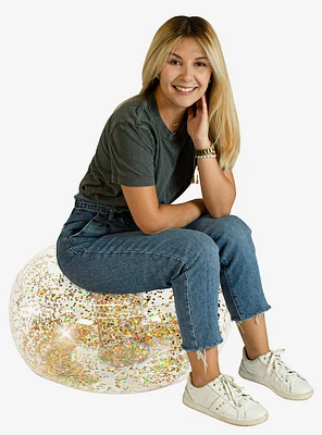 Gold Holographic Glitter Ottoman