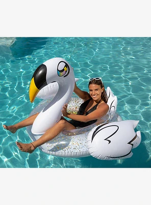 Gold Glitter Swan 48" Jumbo Beach and Pool Tube