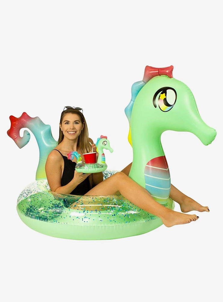 Glitter Seahorse Party Animal Pack 48" Tube with Matching Drink Float