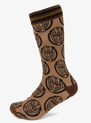 Marvel Groot Brown Tonal Men's Crew Socks