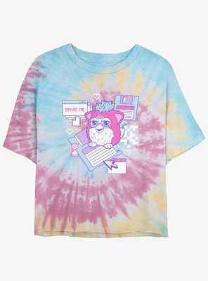 Furby Retro Computer Friend Girls Tye-Dye Crop T-Shirt