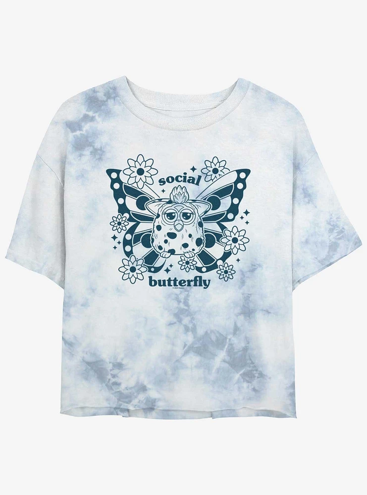 Furby Social Butterfly Girls Tye-Dye Crop T-Shirt