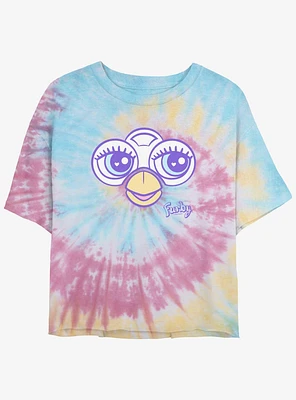 Furby Big Cute Face Girls Tye-Dye Crop T-Shirt