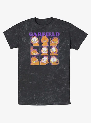 Garfield Facial Expressions Grid Mineral Wash T-Shirt